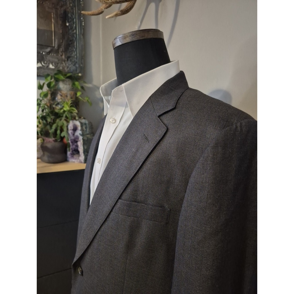 Brooks Brothers Mens 40R Wool Sport Coat Gray Brown Check Two Button USA